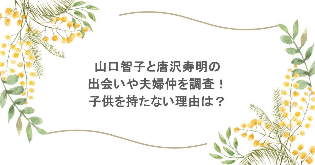 山口智子と唐沢寿明の出会いや夫婦仲を調査！子供を持たない理由は？