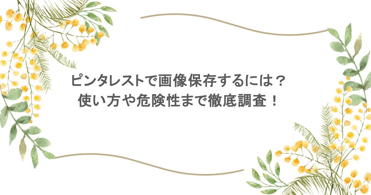 ピンタレストで画像保存するには?使い方や危険性まで徹底調査!
