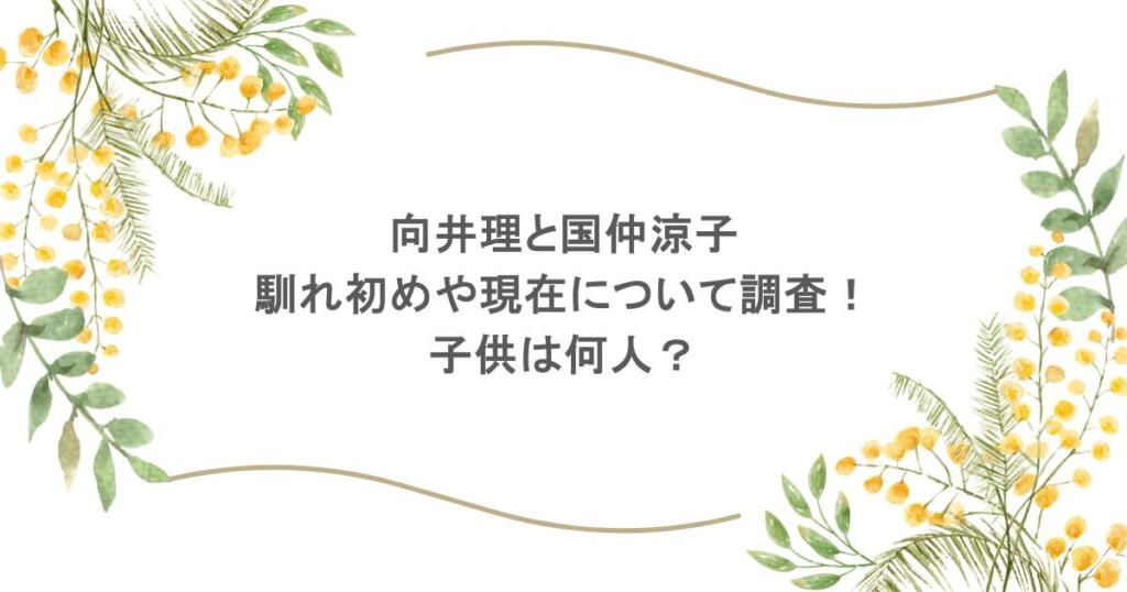向井理と国仲涼子の馴れ初めや現在について調査!子供は何人?